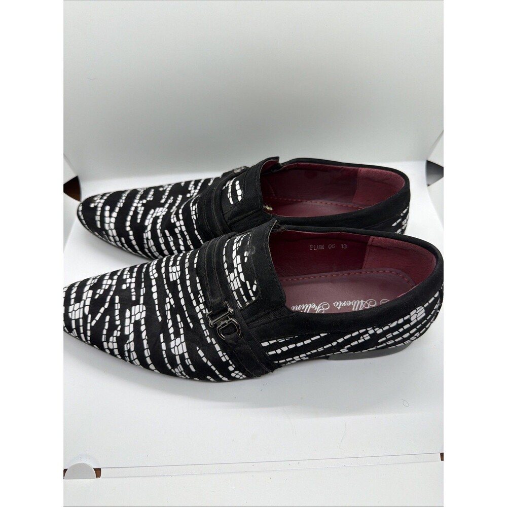 Alberto Fellini Black And White Geometric Loafers- Men’s Size 13